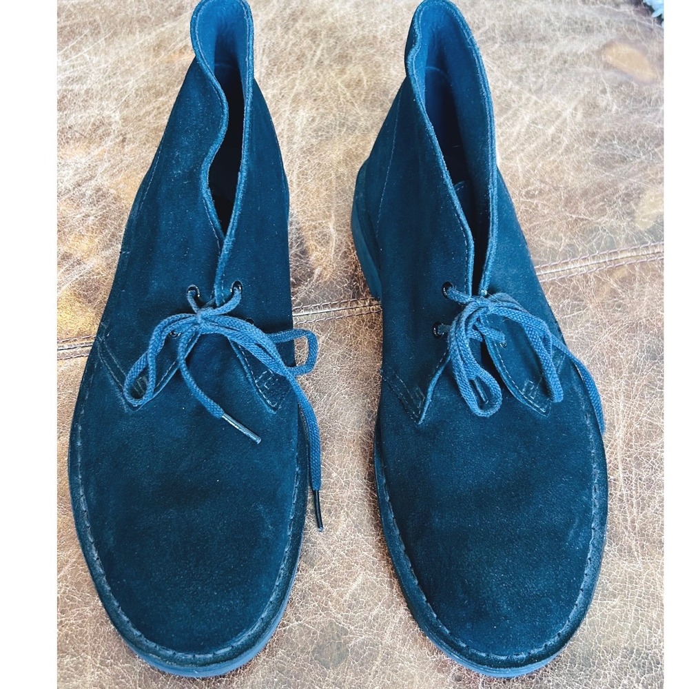 Clarks Mens Desert Boots Navy Blue Suede Chukka Lace Up Size 9M